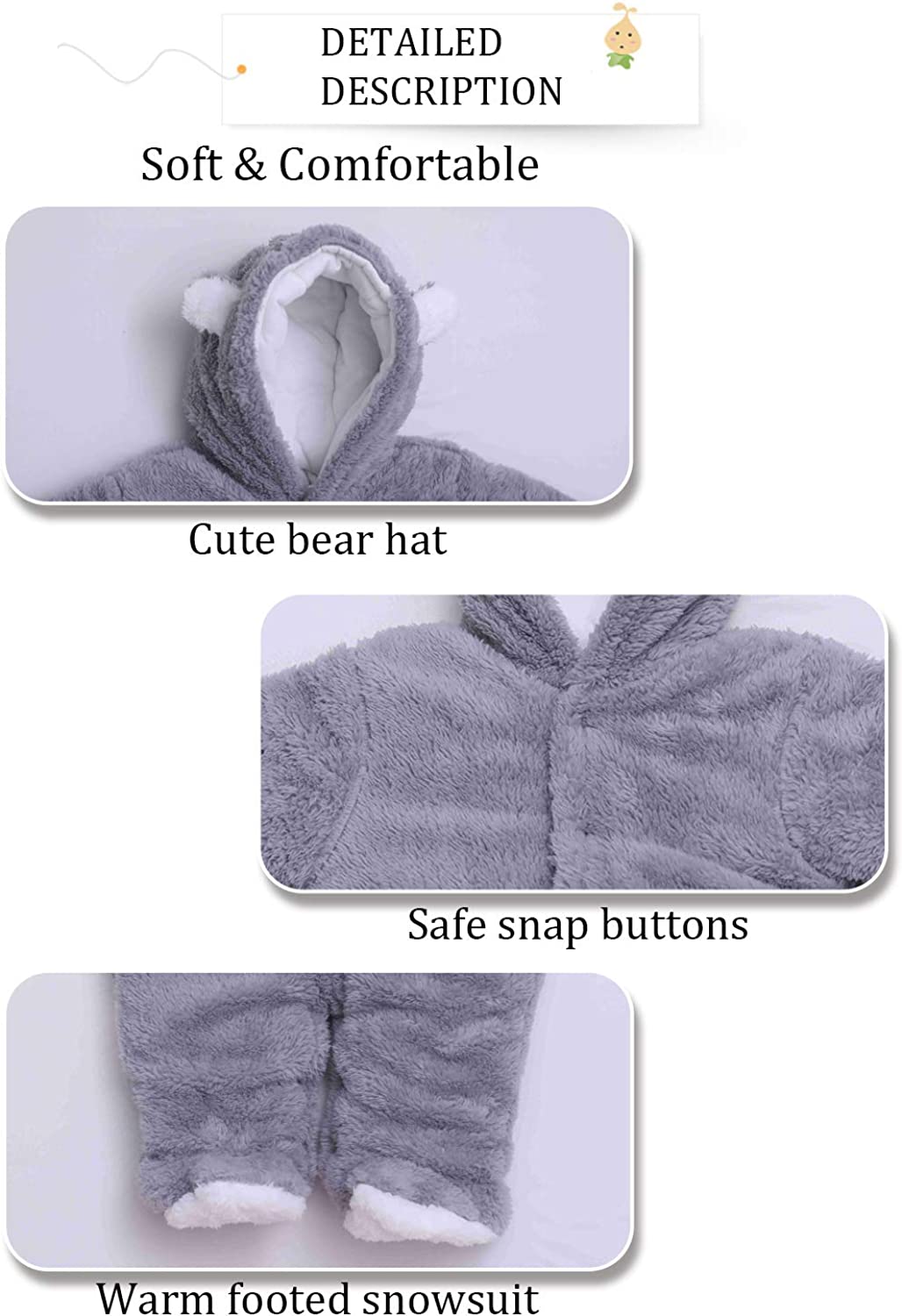 XMWEALTHY Unisex Baby Clothes Winter Coats Cute Newborn Infant Jumpsuit Snowsuit Bodysuits Registry for Baby Essentials Stuff - Image 5